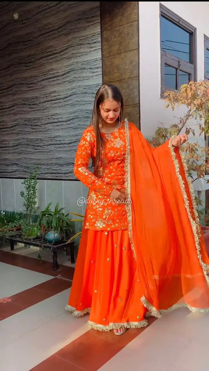 RTC 6462 Orange Color Pretty Georgette Thread Fancy Lace Lehenga Choli Wedding, Party, Festive, Events Etc.   Expected Delivery 4-6 Working Days @2099/- | Creative Lehenga, Bollywood Lehenga, Designer Lehenga, Embroidered Lehenga, Lehenga, Party Wear Lehenga
