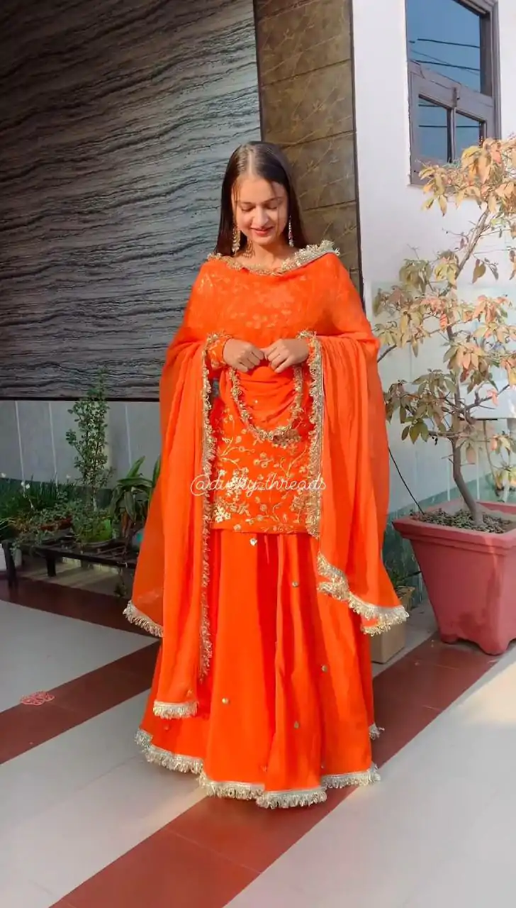 RTC 6462 Orange Color Pretty Georgette Thread Fancy Lace Lehenga Choli Wedding, Party, Festive, Events Etc.   Expected Delivery 4-6 Working Days @2099/- | Creative Lehenga, Bollywood Lehenga, Designer Lehenga, Embroidered Lehenga, Lehenga, Party Wear Lehenga