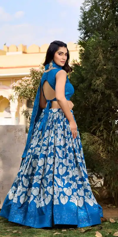 LNB 1213 Royal Blue Color Pretty Tussar Silk Floral And Foil Printed Lehenga Choli Wedding, Festive, Events Expected Delivery 4-6 Working Days@2449/- Only | Creative Lehenga, Bollywood Lehenga, Designer Lehenga, Embroidered Lehenga, Lehenga, Party Wear Lehenga