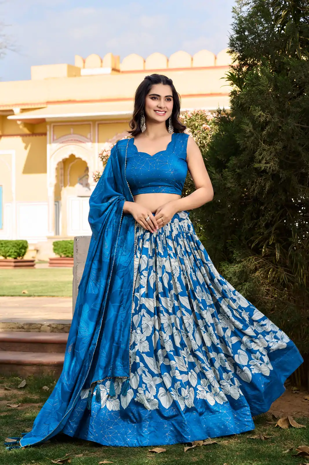 LNB 1213 Royal Blue Color Pretty Tussar Silk Floral And Foil Printed Lehenga Choli Wedding, Festive, Events Expected Delivery 4-6 Working Days@2449/- Only | Creative Lehenga, Bollywood Lehenga, Designer Lehenga, Embroidered Lehenga, Lehenga, Party Wear Lehenga