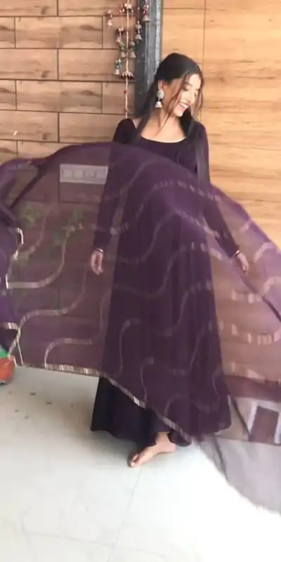 RTC 5600 Wine Color Splendorous Georgette Lace Border Anarkali Suit Casual, Wedding, Party, Festive, Events. Expected Delivery 4-6 Working Days @2049/- | Anarkali Suits, Bollywood Anarkali, Creative-Anarkali, Designer Anarkali, Embroidered Anarkali, Party Wear Anarkali