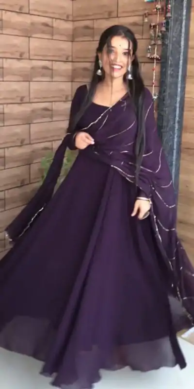 RTC 5600 Wine Color Splendorous Georgette Lace Border Anarkali Suit Casual, Wedding, Party, Festive, Events. Expected Delivery 4-6 Working Days @2049/- | Anarkali Suits, Bollywood Anarkali, Creative-Anarkali, Designer Anarkali, Embroidered Anarkali, Party Wear Anarkali