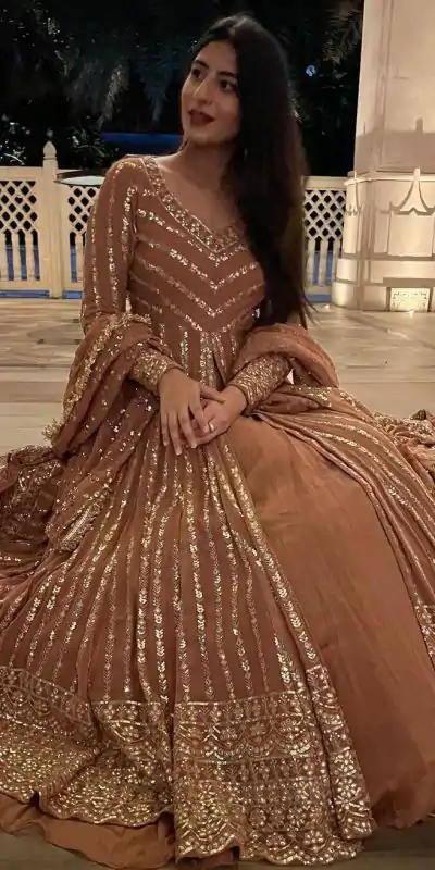 RTC 6453 Chiku Color Superb Georgette Thread Sequence Lehenga Choli Wedding, Party, Festive, Events Etc. Expected Delivery 4-6 Working Days @2649/- | Creative Lehenga, Bollywood Lehenga, Designer Lehenga, Embroidered Lehenga, Lehenga, Party Wear Lehenga