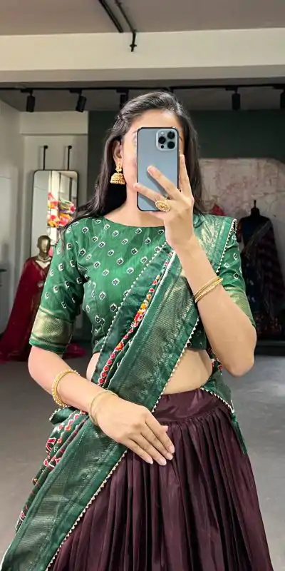 LNB 1623 Brown Color Fabulous Dola Silk Patola Print And Foil Work Lehenga Choli Wedding, Festive, Events Expected Delivery 4-6 Working Days@2199/- Only | Creative Lehenga, Bollywood Lehenga, Designer Lehenga, Embroidered Lehenga, Lehenga, Party Wear Lehenga