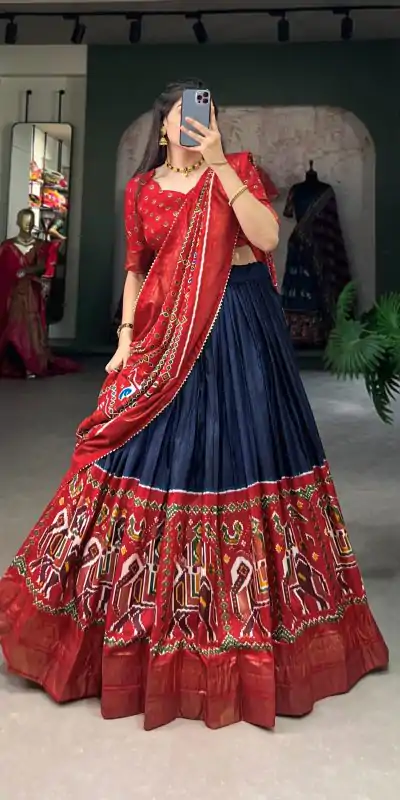 LNB 1623 Navy Blue Color Fabulous Dola Silk Patola Print And Foil Work Lehenga Choli Wedding, Festive, Events Expected Delivery 4-6 Working Days@2199/- Only | Creative Lehenga, Bollywood Lehenga, Designer Lehenga, Embroidered Lehenga, Lehenga, Party Wear Lehenga
