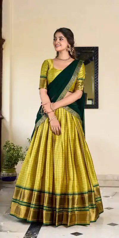 LNB 2050 Parrot Green Color Graceful Cotton Silk Weaving Paithani Concept Lehenga Choli Wedding, Festive, Events Expected Delivery 4-6 Working Days@2049/- | Bollywood Lehenga, Creative Lehenga, Designer Lehenga, Embroidered Lehenga, Lehenga, Party Wear Lehenga