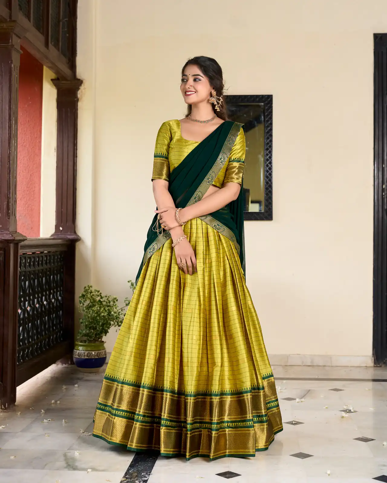 LNB 2050 Parrot Green Color Graceful Cotton Silk Weaving Paithani Concept Lehenga Choli Wedding, Festive, Events Expected Delivery 4-6 Working Days@2049/- | Bollywood Lehenga, Creative Lehenga, Designer Lehenga, Embroidered Lehenga, Lehenga, Party Wear Lehenga