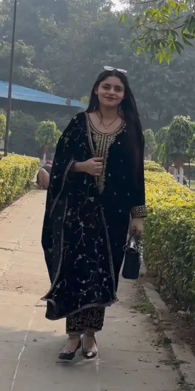 NSR 781 Black Color Heavy Viscose Velvet Embroidery Sequence Casual, Wedding, Party, Festive, Events Etc.4-6 Working Days @2199/- only | Casual Suits, Jump Suits, Creative suits, Designer Suits, Palazzo Suits, Party Wear Suits, Patiala Suits, Salwar suit, Straight Suits