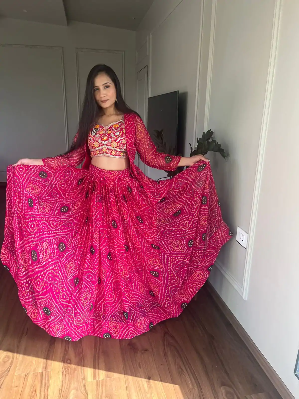  Ram 053 Pink Pure Bandhrej Heavy Embroidery Sequence Lehenga Choli Wedding, Party, Festive, Events Etc.4-6 Working Days@ 2499/-only | Creative Lehenga, Bollywood Lehenga, Designer Lehenga, Embroidered Lehenga, Lehenga, Party Wear Lehenga