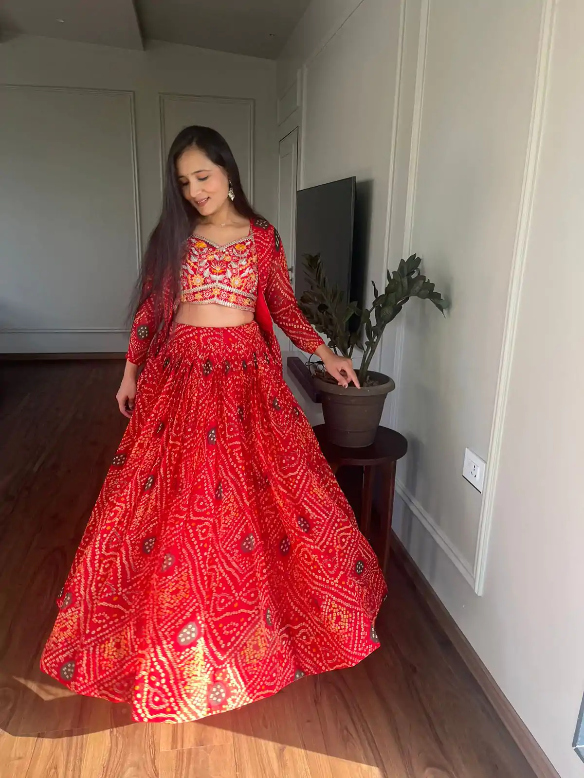  Ram 053 Red Pure Bandhrej Heavy Embroidery Sequence Lehenga Choli Wedding, Party, Festive, Events Etc.4-6 Working Days@ 2499/-only | Creative Lehenga, Bollywood Lehenga, Designer Lehenga, Embroidered Lehenga, Lehenga, Party Wear Lehenga