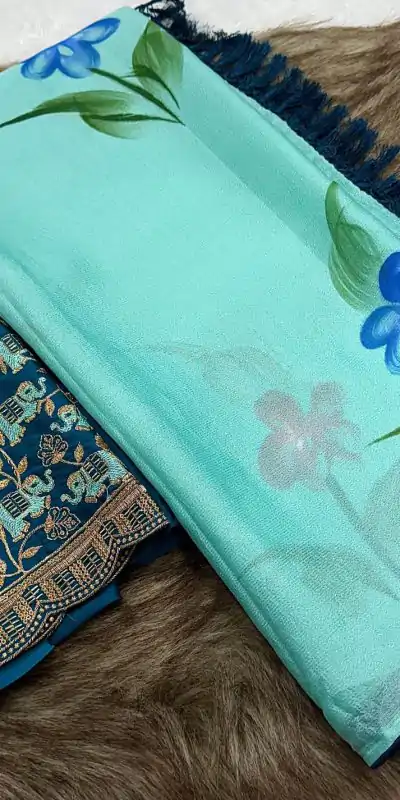 SSS 590 Sky Blue Color Georgette Embroidery Sequence work Sequence lace Casual, Wedding, Festive, Events . Expected Delivery  4-6 Working Days @1699/- only | Embroidered Sarees, Bollywood Sarees, Creative Sarees, Designer Sarees, Ethnic Saree, Modern Digital sarees, Party Wear Sarees, Sarees