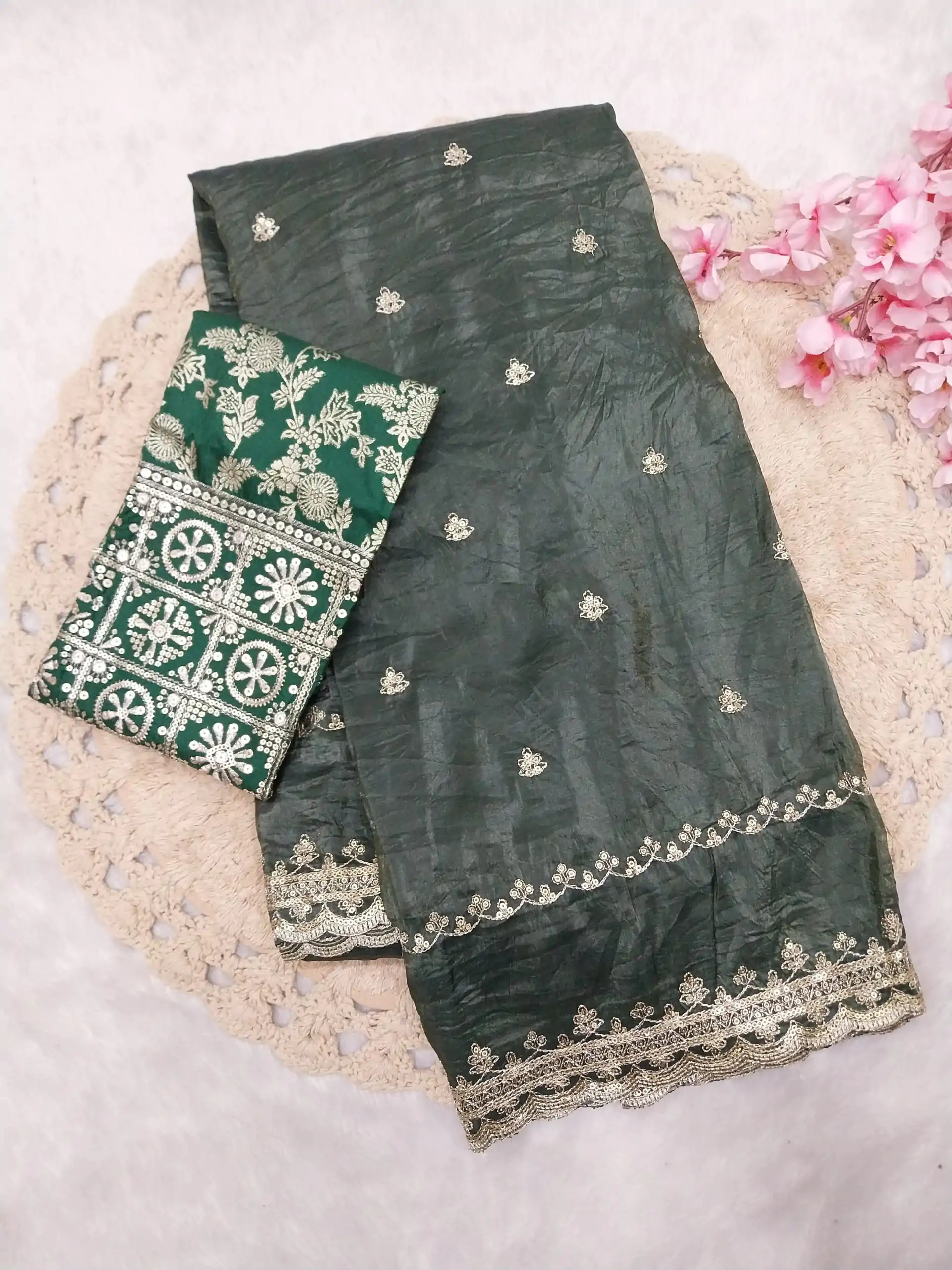 SSS 403 Green Color Georgette Work Embroidery Work Saree Casual, Party Wear, Wedding, Events Etc.4-6 Working Days@ 2499/- only | Embroidered Sarees, Bollywood Sarees, Creative Sarees, Designer Sarees, Ethnic Saree, Modern Digital sarees, Party Wear Sarees, Sarees