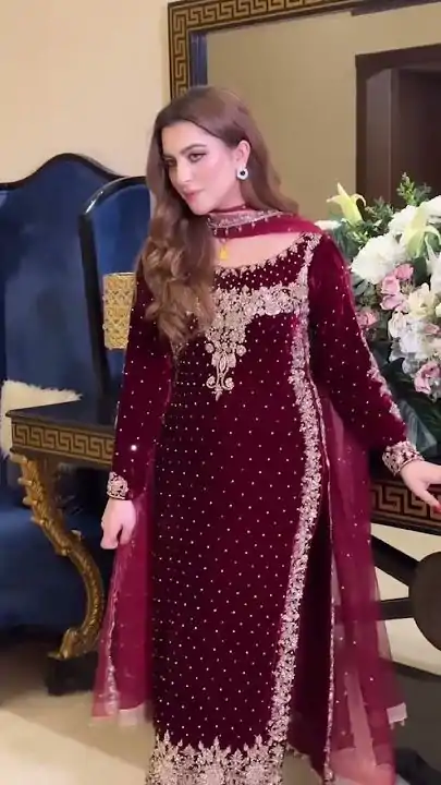 NSR 818 Marron Violet Color Heavy Embroidery Sequence Straight Suit Casual, Wedding, Party, Festive, Events Etc.4-6 Working Days @2199/- only | Casual Suits, Jump Suits, Creative suits, Designer Suits, Palazzo Suits, Party Wear Suits, Patiala Suits, Salwar suit, Straight Suits