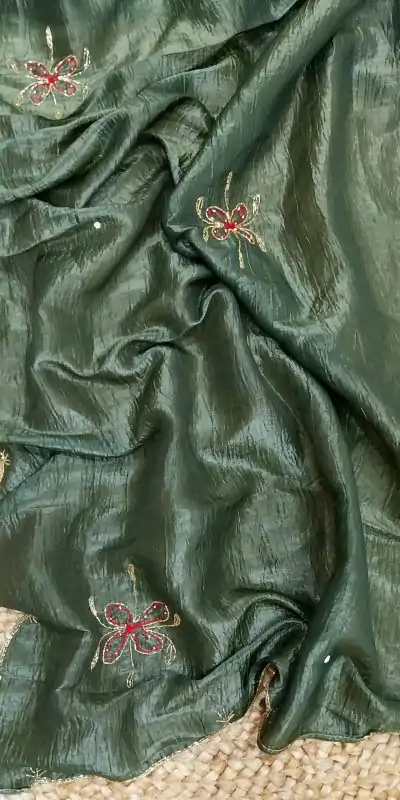 SSS 533 Green Color fabric having handwork With Work Saree Casual, Party Wear, Wedding, Events Etc.4-6 Working Days@ 2150/- only | Embroidered Sarees, Bollywood Sarees, Creative Sarees, Designer Sarees, Ethnic Saree, Modern Digital sarees, Party Wear Sarees, Sarees