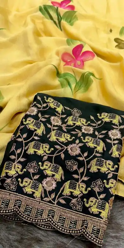 SSS 590 Yellow Color Georgette Embroidery Sequence work Sequence lace Casual, Wedding, Festive, Events . Expected Delivery  4-6 Working Days @1699/- only | Embroidered Sarees, Bollywood Sarees, Creative Sarees, Designer Sarees, Ethnic Saree, Modern Digital sarees, Party Wear Sarees, Sarees