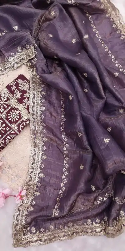 SSS 403 Purple Color Georgette Work Embroidery Work Saree Casual, Party Wear, Wedding, Events Etc.4-6 Working Days@ 2499/- only | Embroidered Sarees, Bollywood Sarees, Creative Sarees, Designer Sarees, Ethnic Saree, Modern Digital sarees, Party Wear Sarees, Sarees