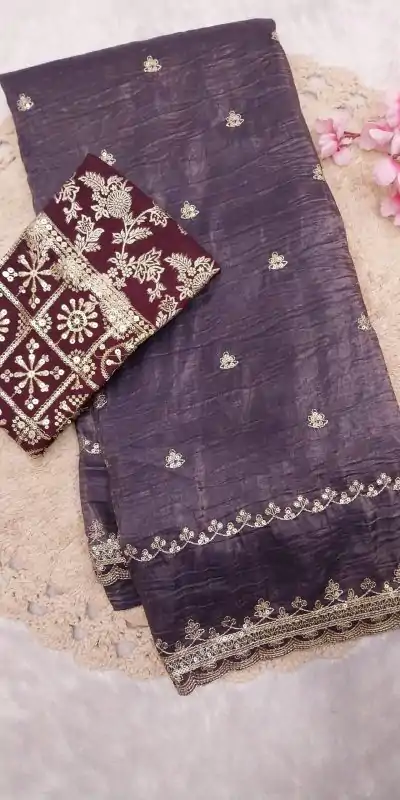 SSS 403 Purple Color Georgette Work Embroidery Work Saree Casual, Party Wear, Wedding, Events Etc.4-6 Working Days@ 2499/- only | Embroidered Sarees, Bollywood Sarees, Creative Sarees, Designer Sarees, Ethnic Saree, Modern Digital sarees, Party Wear Sarees, Sarees