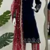 Special Navy Blue Color Viscos velvet Thread With Sequnce Salwar Suit