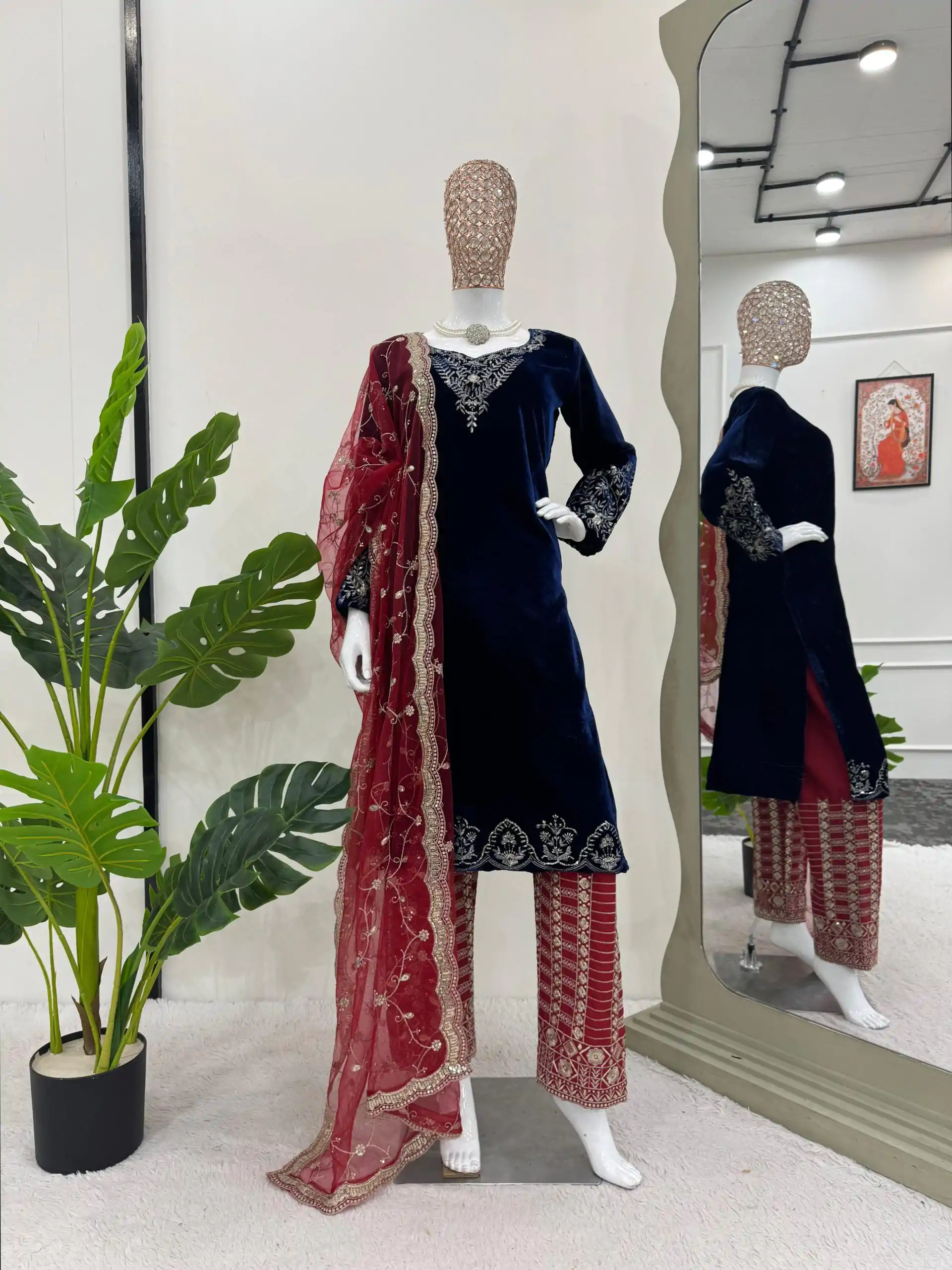 RTC 5777 Navy Blue Color Viscos velvet Thread With Sequnce Salwar Suit Casual, Wedding, Party, Festive, Events Etc.4-6 Working Days@2149/-only | Casual Suits, Jump Suits, Creative suits, Designer Suits, Palazzo Suits, Party Wear Suits, Patiala Suits, Salwar suit, Straight Suits