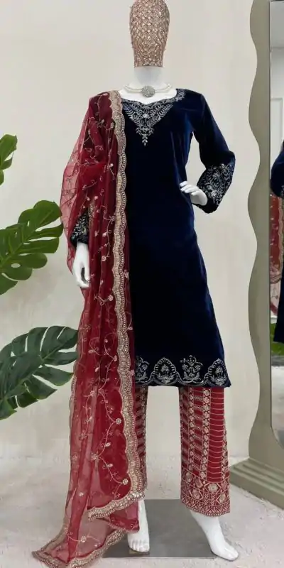 RTC 5777 Navy Blue Color Viscos velvet Thread With Sequnce Salwar Suit Casual, Wedding, Party, Festive, Events Etc.4-6 Working Days@2149/-only | Casual Suits, Jump Suits, Creative suits, Designer Suits, Palazzo Suits, Party Wear Suits, Patiala Suits, Salwar suit, Straight Suits