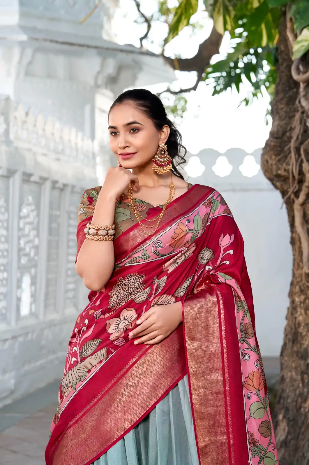 LNB 1234 Red Color Dola Silk Kalamkari Print Zari Border Lehenga Choli  Wedding, Party, Festive, Events Etc. Delivery 4-6 Working Days Rs 2149 | Creative Lehenga, Bollywood Lehenga, Designer Lehenga, Embroidered Lehenga, Lehenga, Party Wear Lehenga