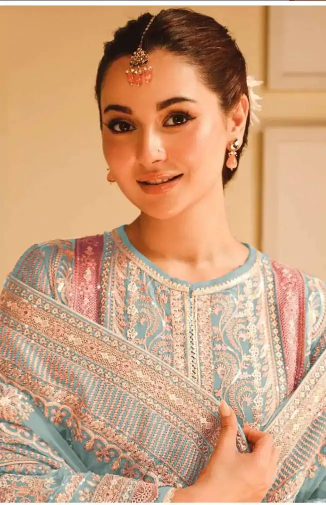 FC 1140 Sky Blue Color Fox Georgette With Embroidery Sequence With Moti Salwar Suit Casual, Wedding, Party, Festive, Events Etc.4-6 Working Days@ 2399/-only | Casual Suits, Jump Suits, Creative suits, Designer Suits, Palazzo Suits, Party Wear Suits, Patiala Suits, Salwar suit, Straight Suits