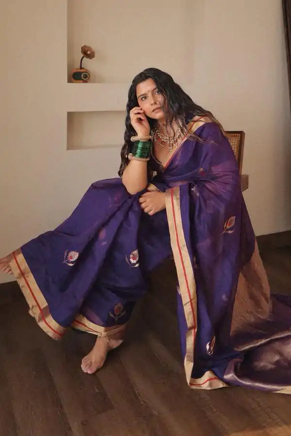 KP 5084 Violet Color Soft Lichi Silk Jacquard Work On All Over Saree Casual, Wedding, Festive, Events . Expected Delivery  4-6 Working Days @1449/- only                                                                                                                                             | Embroidered Sarees, Bollywood Sarees, Creative Sarees, Designer Sarees, Ethnic Saree, Modern Digital sarees, Party Wear Sarees, Sarees
