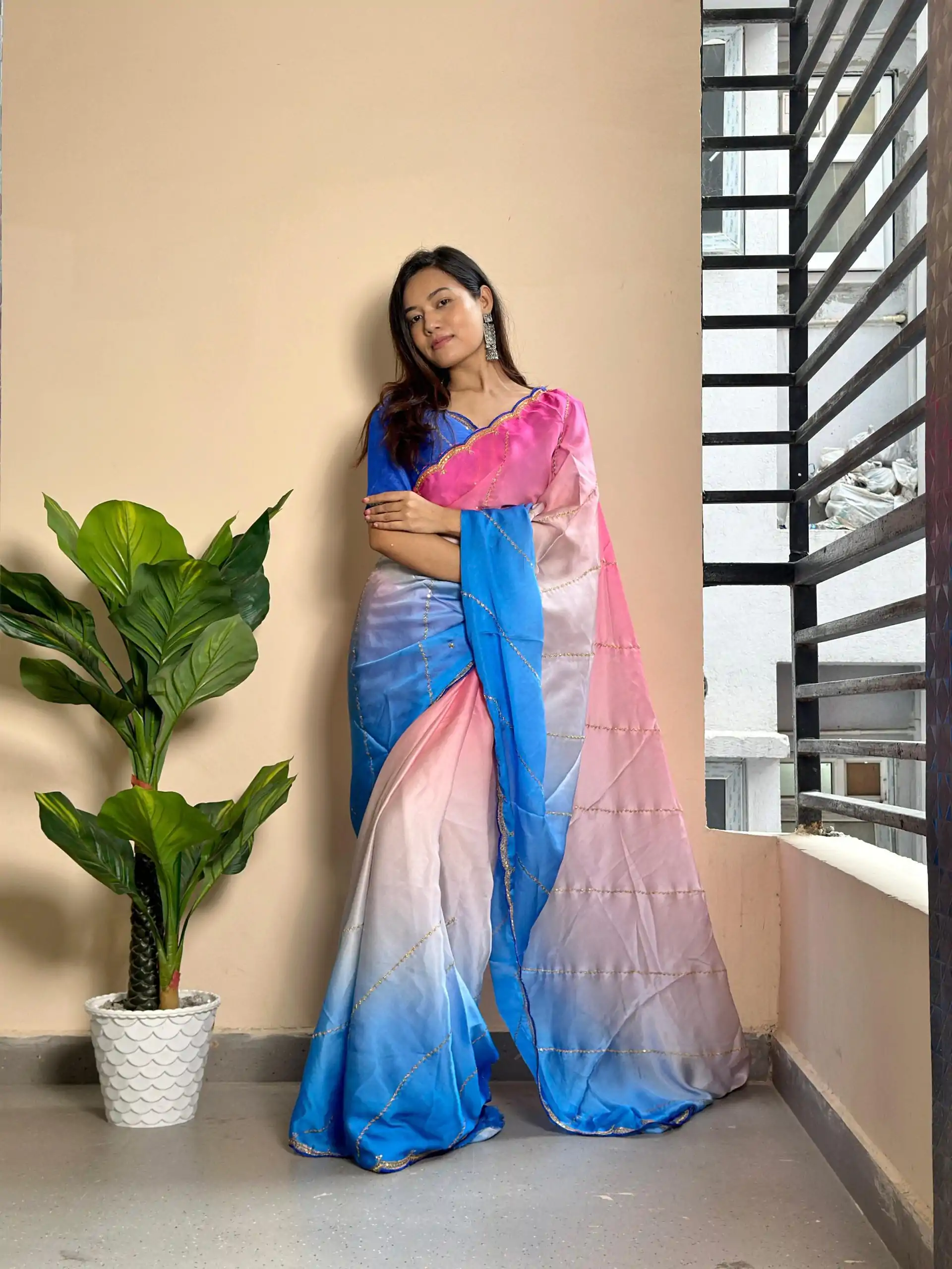 AC Satin Blue Color Soft Georgette Satin With Digital Print Embroidery Work Saree , Wedding, Festive, Events . Expected Delivery  4-6 Working Days @2299/- | Embroidered Sarees, Bollywood Sarees, Creative Sarees, Designer Sarees, Ethnic Saree, Modern Digital sarees, Party Wear Sarees, Sarees