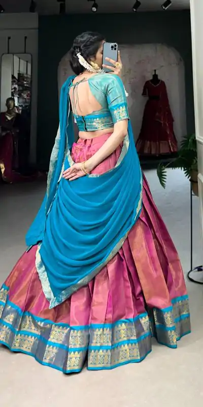 LNB 2002 Pink Color Color Kanchipuram Zari Weaving Work Lehenga Choli Wedding, Party, Festive, Events Etc. Delivery 4-6 Working Days Rs 1899 | Creative Lehenga, Bollywood Lehenga, Designer Lehenga, Embroidered Lehenga, Lehenga, Party Wear Lehenga