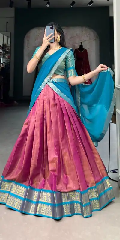 LNB 2002 Pink Color Color Kanchipuram Zari Weaving Work Lehenga Choli Wedding, Party, Festive, Events Etc. Delivery 4-6 Working Days Rs 1899 | Creative Lehenga, Bollywood Lehenga, Designer Lehenga, Embroidered Lehenga, Lehenga, Party Wear Lehenga