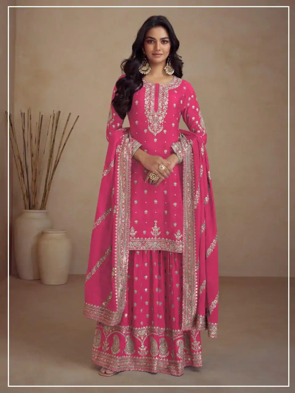FC 5231 Pink Color Heavy Semi Chinon Silk Codding Embroidery Salwar Suit Casual, Wedding, Party, Festive, Events Etc.4-6 Working Days@ 2899/-only | Casual Suits, Jump Suits, Creative suits, Designer Suits, Palazzo Suits, Party Wear Suits, Patiala Suits, Salwar suit, Straight Suits