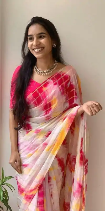 AC Chex Pink Color Viscose Georgette Shibori Hand Dyeing Jari Work Saree Casual, Wedding, Festive, Events . Expected Delivery  4-6 Working Days @1849/- only                                                                  | Embroidered Sarees, Bollywood Sarees, Creative Sarees, Designer Sarees, Ethnic Saree, Modern Digital sarees, Party Wear Sarees, Sarees