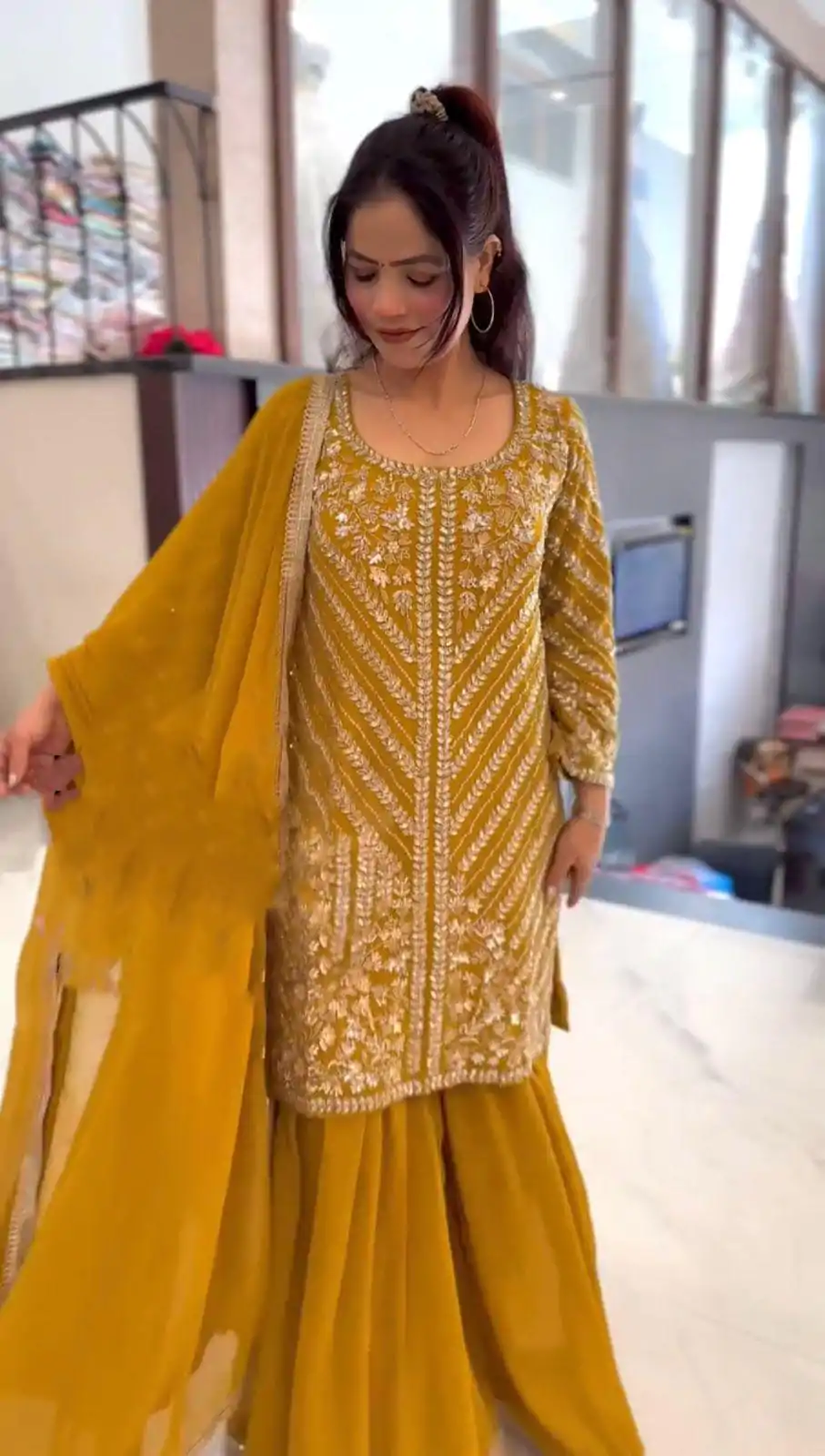 ZSR 3106 Yellow Color Faux Georgette With Embroidery Sequence Work Salwar Suit Casual, Wedding, Party, Festive, Events Etc.4-6 Working Days@ 2049/-only | Casual Suits, Jump Suits, Creative suits, Designer Suits, Palazzo Suits, Party Wear Suits, Patiala Suits, Salwar suit, Straight Suits