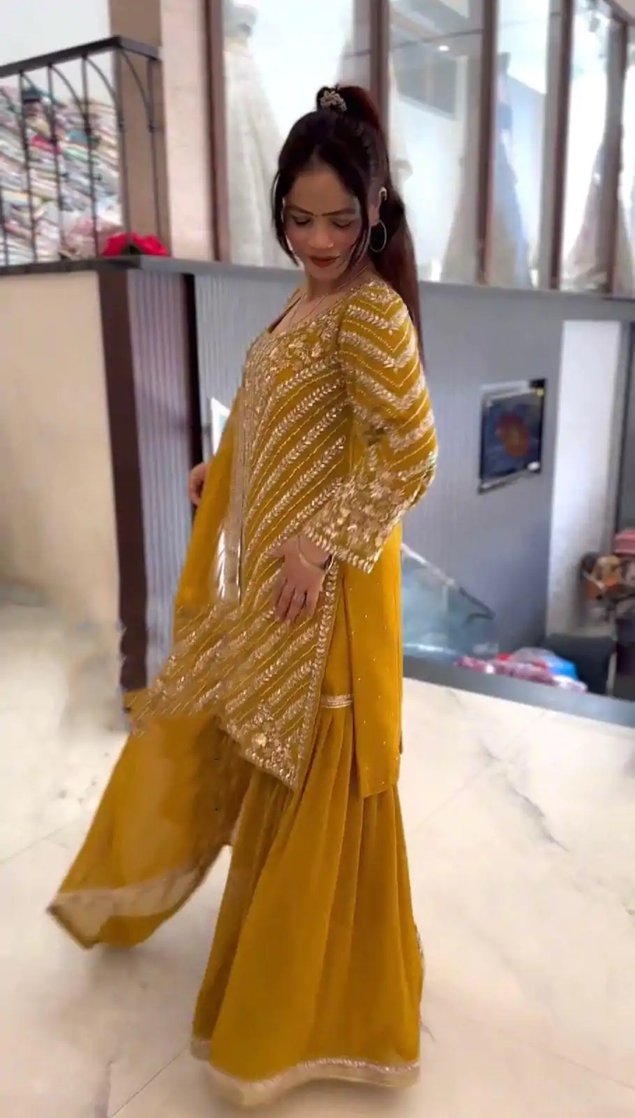 ZSR 3106 Yellow Color Faux Georgette With Embroidery Sequence Work Salwar Suit Casual, Wedding, Party, Festive, Events Etc.4-6 Working Days@ 2049/-only | Casual Suits, Jump Suits, Creative suits, Designer Suits, Palazzo Suits, Party Wear Suits, Patiala Suits, Salwar suit, Straight Suits