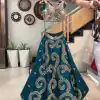 Exciting Peacock Blue Color Taffeta Silk Original Glass Mirror Work Lehenga