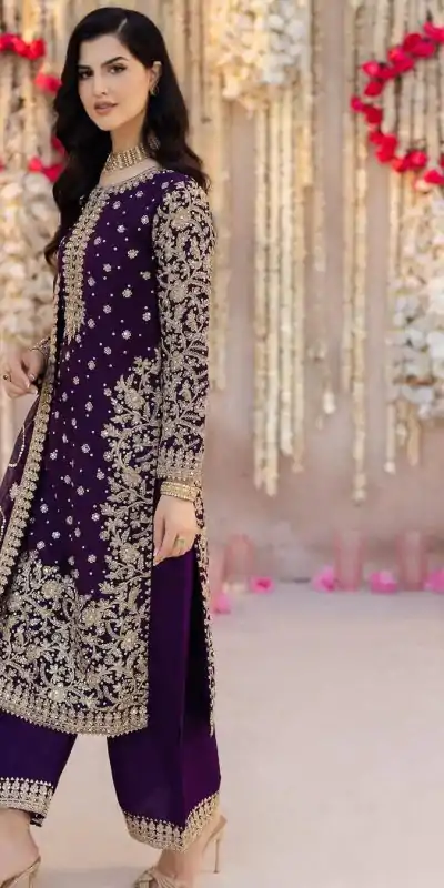 SRK 5238 Violet Color Faux Georgette With Embroidery Sequence With Beads Work Salwar Suit , Wedding, Party, Festive, Events Etc.4-6 Working Days@ 2399/-only | Casual Suits, Jump Suits, Creative suits, Designer Suits, Palazzo Suits, Party Wear Suits, Patiala Suits, Salwar suit, Straight Suits