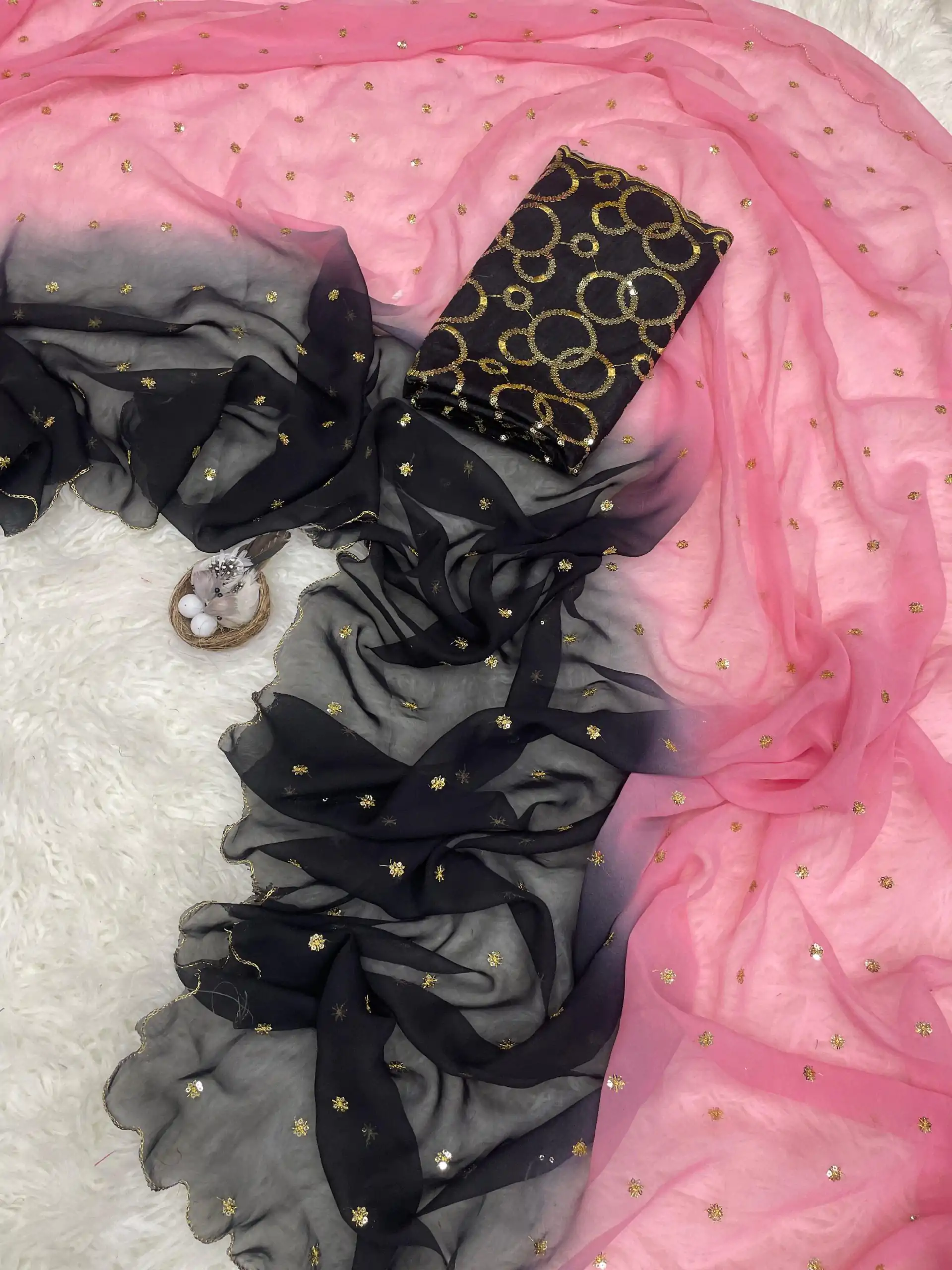 MS 470 Black color Georgette With Sequence Worked Butti Saree Casual, Wedding, Festive, Events . Expected Delivery  4-6 Working Days @1699/- only                                                                                                                                                                                  | Embroidered Sarees, Bollywood Sarees, Creative Sarees, Designer Sarees, Ethnic Saree, Modern Digital sarees, Party Wear Sarees, Sarees