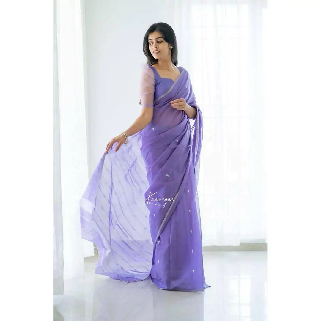 KP 5063 Purple Color Soft Lilan Cotton Rich Pallu & Jacquard Work Saree Casual, Wedding, Festive, Events . Expected Delivery  4-6 Working Days @1349/- only                                                                                                                                             | Embroidered Sarees, Bollywood Sarees, Creative Sarees, Designer Sarees, Ethnic Saree, Modern Digital sarees, Party Wear Sarees, Sarees