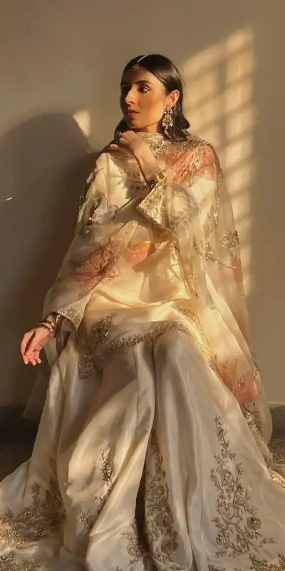 LG 1872 White Color Chinnon Silk With Embroidery Work Sharara Suit Wedding, Party, Festive, Events Etc.  Expected Delivery 4-6 Working Days @2049/- | Casual Suits, Jump Suits, Creative suits, Designer Suits, Palazzo Suits, Party Wear Suits, Patiala Suits, Salwar suit, Straight Suits