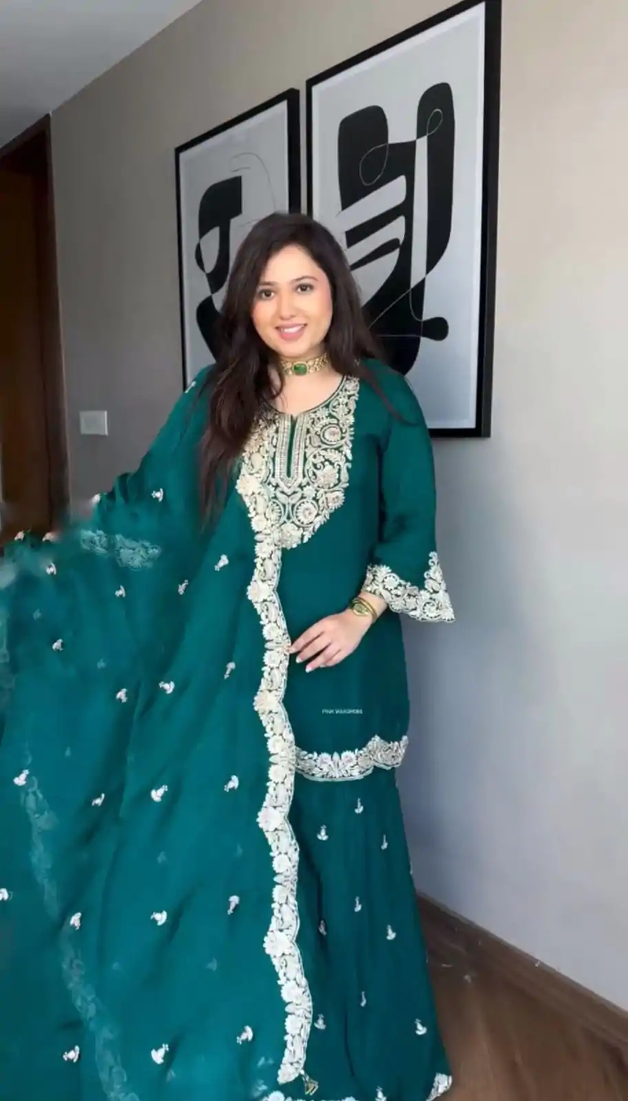 SRK 5231 Dark green Color Chinnon Silk With Embroidery Sequence Work Salwar Suit Casual, Wedding, Party, Festive, Events Etc.4-6 Working Days@ 2099/-only | Casual Suits, Jump Suits, Creative suits, Designer Suits, Palazzo Suits, Party Wear Suits, Patiala Suits, Salwar suit, Straight Suits