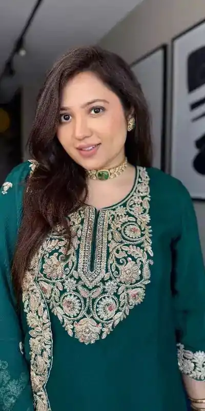 SRK 5231 Dark green Color Chinnon Silk With Embroidery Sequence Work Salwar Suit Casual, Wedding, Party, Festive, Events Etc.4-6 Working Days@ 2099/-only | Casual Suits, Jump Suits, Creative suits, Designer Suits, Palazzo Suits, Party Wear Suits, Patiala Suits, Salwar suit, Straight Suits