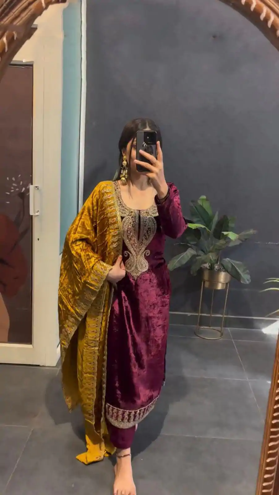 ZSR 3095 Marron Color Velvet With Heavy Embroidery Sequence Salwar Suit Casual, Wedding, Party, Festive, Events Etc.4-6 Working Days@ 1999/-only  | Casual Suits, Jump Suits, Creative suits, Designer Suits, Palazzo Suits, Party Wear Suits, Patiala Suits, Salwar suit, Straight Suits