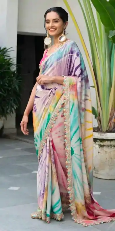 MS 459 Multi color Chinon fabric Embroidery Coding Sequins Lace Saree Casual, Wedding, Festive, Events . Expected Delivery  4-6 Working Days @1649/- only | Embroidered Sarees, Bollywood Sarees, Creative Sarees, Designer Sarees, Ethnic Saree, Modern Digital sarees, Party Wear Sarees, Sarees