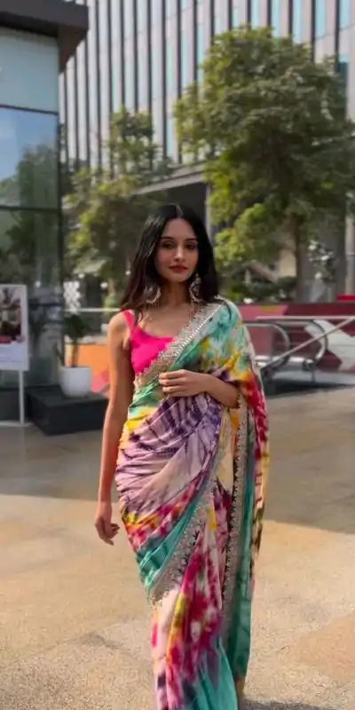 MS 459 Multi color Chinon fabric Embroidery Coding Sequins Lace Saree Casual, Wedding, Festive, Events . Expected Delivery  4-6 Working Days @1649/- only | Embroidered Sarees, Bollywood Sarees, Creative Sarees, Designer Sarees, Ethnic Saree, Modern Digital sarees, Party Wear Sarees, Sarees