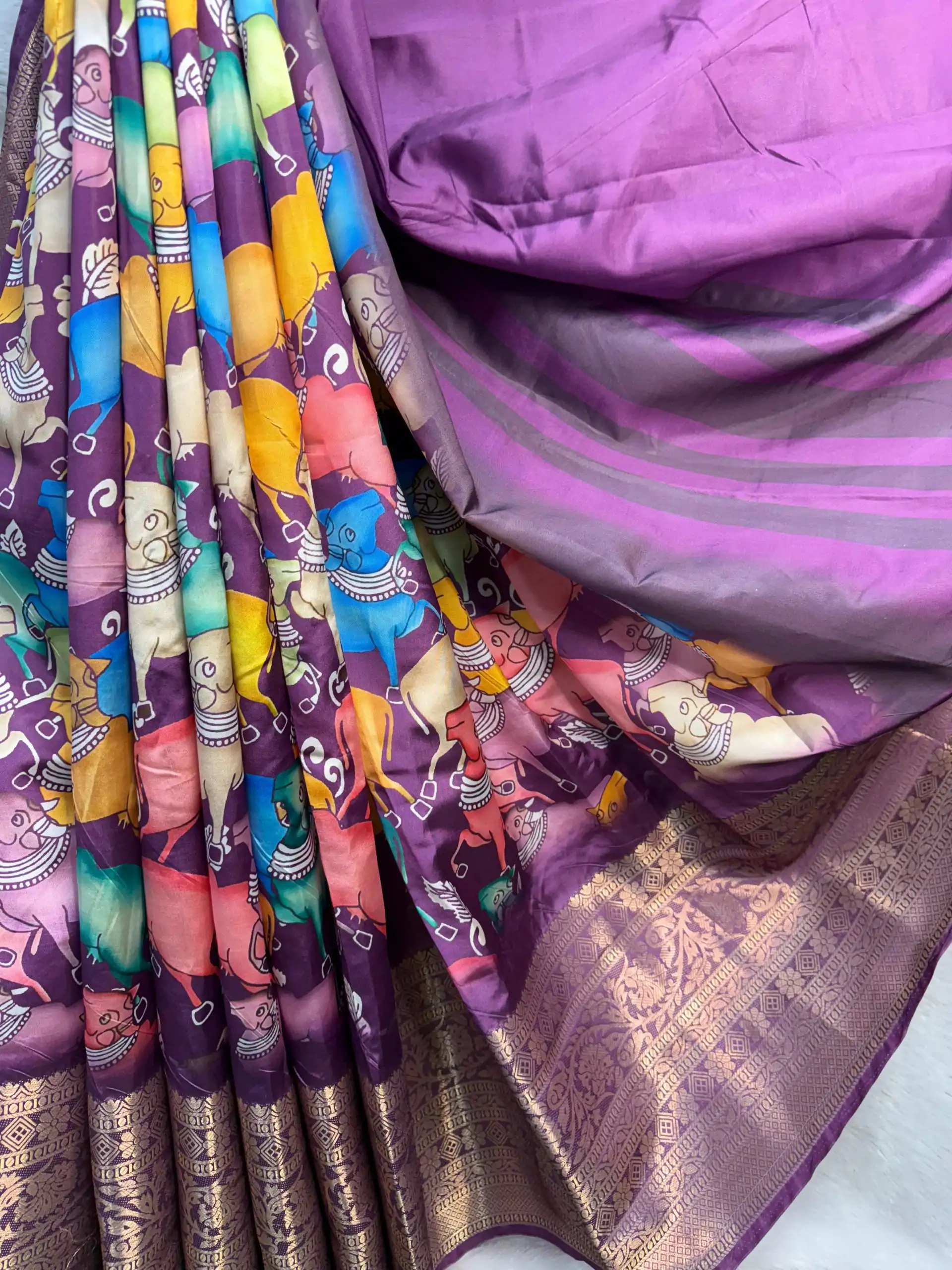 MS Kalamkari Purple Color Jacquard Dola Silk With Kalamkari Print Saree Casual, Wedding, Festive, Events . Expected Delivery  4-6 Working Days @1549/- only | Embroidered Sarees, Bollywood Sarees, Creative Sarees, Designer Sarees, Ethnic Saree, Modern Digital sarees, Party Wear Sarees, Sarees
