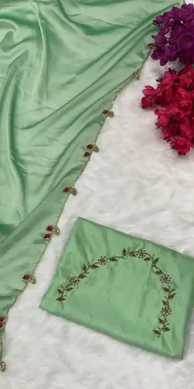AC Lady Light Green Color Rangoli Silk Handwork And Cutwork With Pearl Saree , Wedding, Festive, Events . Expected Delivery  4-6 Working Days @1899/- only                                                                                                                                             | Embroidered Sarees, Bollywood Sarees, Creative Sarees, Designer Sarees, Ethnic Saree, Modern Digital sarees, Party Wear Sarees, Sarees