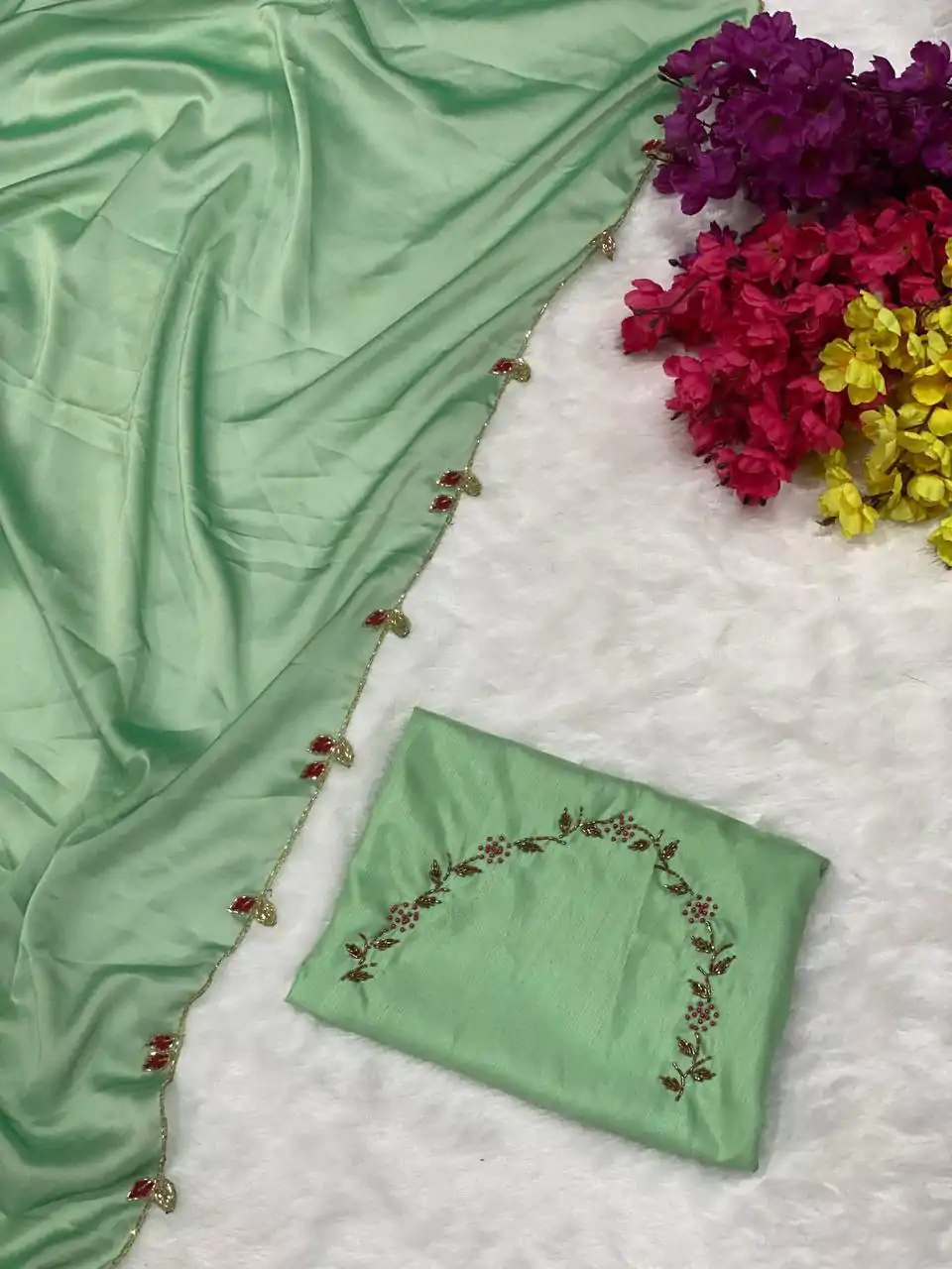AC Lady Light Green Color Rangoli Silk Handwork And Cutwork With Pearl Saree , Wedding, Festive, Events . Expected Delivery  4-6 Working Days @1899/- only                                                                                                                                             | Embroidered Sarees, Bollywood Sarees, Creative Sarees, Designer Sarees, Ethnic Saree, Modern Digital sarees, Party Wear Sarees, Sarees