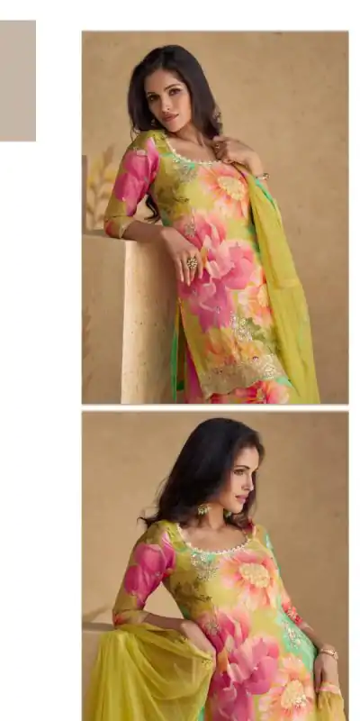 FC 5542 Pink Color chinon Print Silk with Dall Crepe Sharara Suit Wedding, Party, Festive, Events Etc.  Expected Delivery 4-6 Working Days @2099/- | Casual Suits, Jump Suits, Creative suits, Designer Suits, Palazzo Suits, Party Wear Suits, Patiala Suits, Salwar suit, Straight Suits