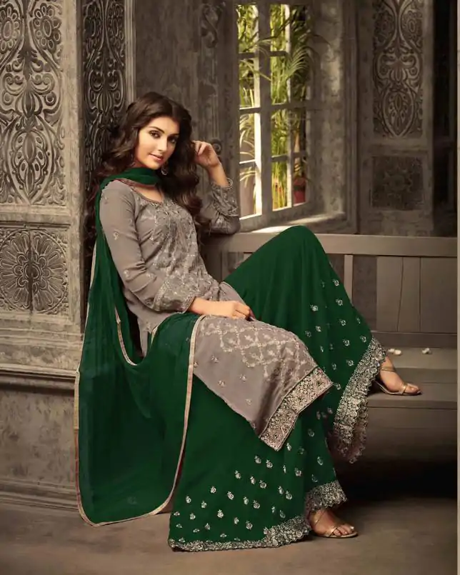 FC 47001 Green Color Georgette With Embroidery work With Stone Suit Casual, Wedding, Party, Festive, Events Etc.4-6 Working Days@ 1849/-only | Casual Suits, Jump Suits, Creative suits, Designer Suits, Palazzo Suits, Party Wear Suits, Patiala Suits, Salwar suit, Straight Suits