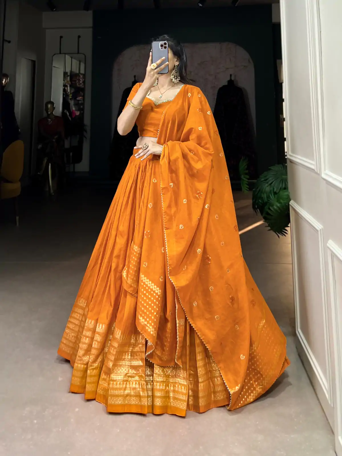 LNB 1906 Orange Color Pure Chanderi Plain With Zari Weaving Work Border Lehenga Choli Wedding, Party, Festive, Events Etc. Delivery 4-6 Working Days Rs 1999 | Creative Lehenga, Bollywood Lehenga, Designer Lehenga, Embroidered Lehenga, Lehenga, Party Wear Lehenga